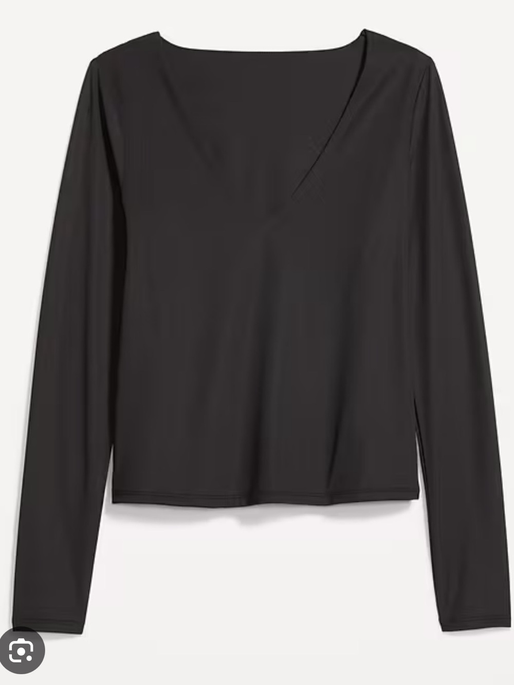 Old Navy Black Double-Layer Sculpting Crop Long-Sleeve Top
